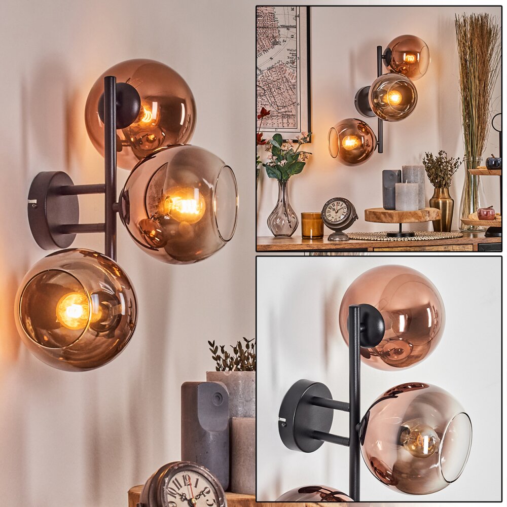 Koyoto Kula świetlna, Lampa ścienna Przezroczysty, W kolorze miedzi, 3-punktowe main product photo