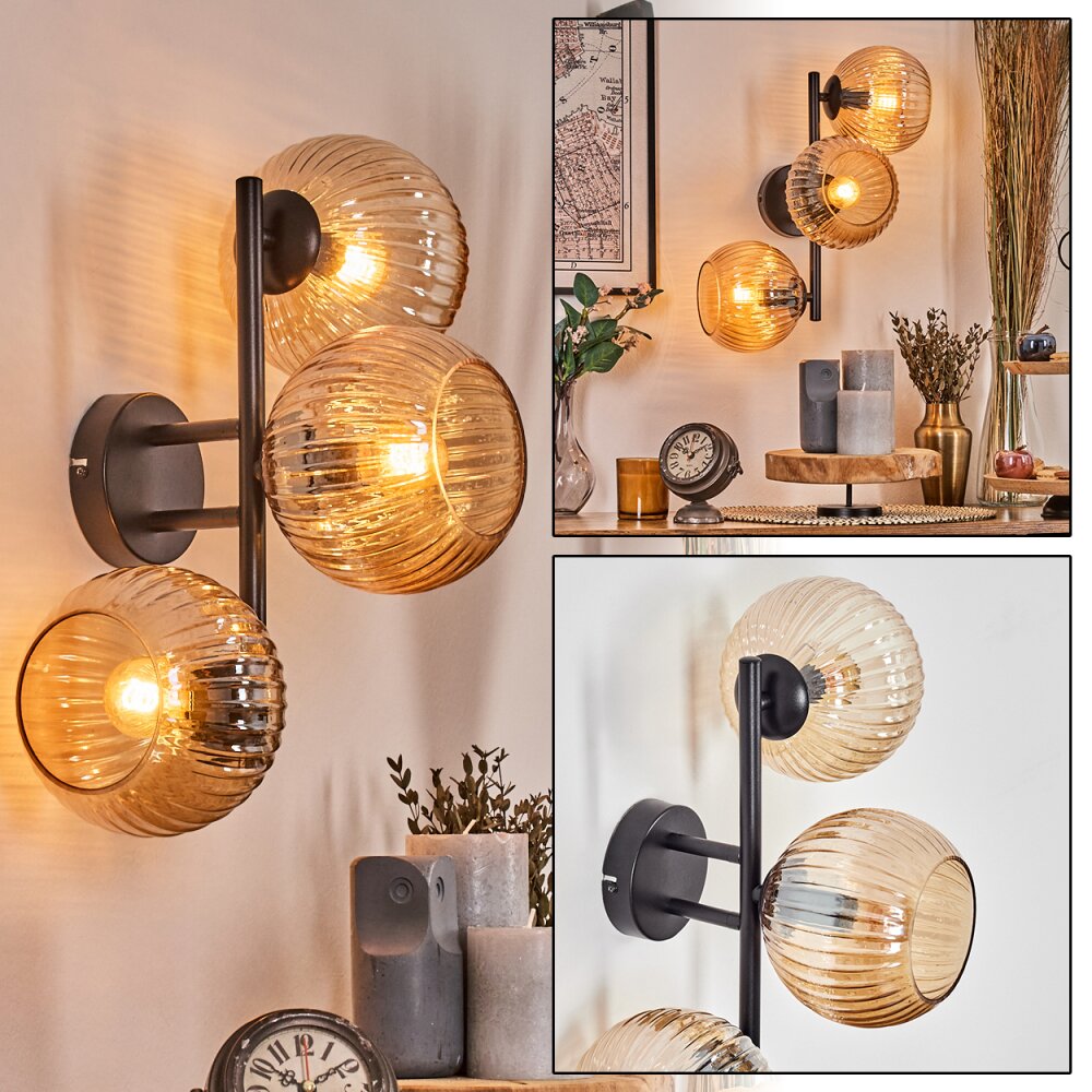 Koyoto Kula świetlna, Lampa ścienna W kolorze bursztynu, 3-punktowe main product photo