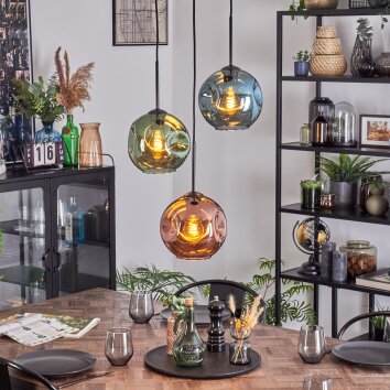 Ripoll Lampa wisząca, Kula świetlna, Lampa wiszącego klastra Niebeieski, Zielony, W kolorze miedzi, 3-punktowe