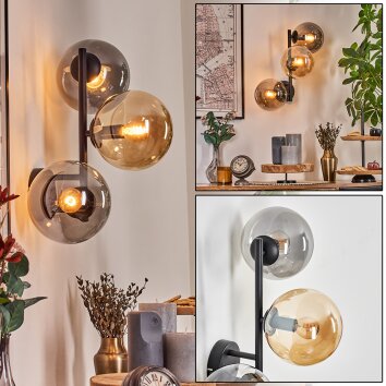 Gastor kula świetlna, kinkiet bursztynowy, przydymiony, 3-punktowe