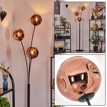 Ripoll Kula świetlna, Lampa stojąca W kolorze miedzi, 3-punktowe