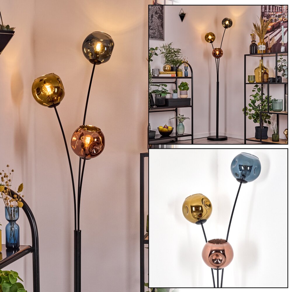 Ripoll Kula świetlna, Lampa stojąca Niebeieski, Złoty, W kolorze miedzi, 3-punktowe main product photo
