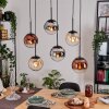 Gastor Lampa wisząca, Kula świetlna, Lampa wisząca W kolorze bursztynu, Chrom, Przezroczysty, W kolorze miedzi, Przydymiony, 6-punktowe