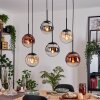 Gastor Lampa wisząca, Kula świetlna, Lampa wisząca W kolorze bursztynu, Chrom, Przezroczysty, W kolorze miedzi, Przydymiony, 6-punktowe