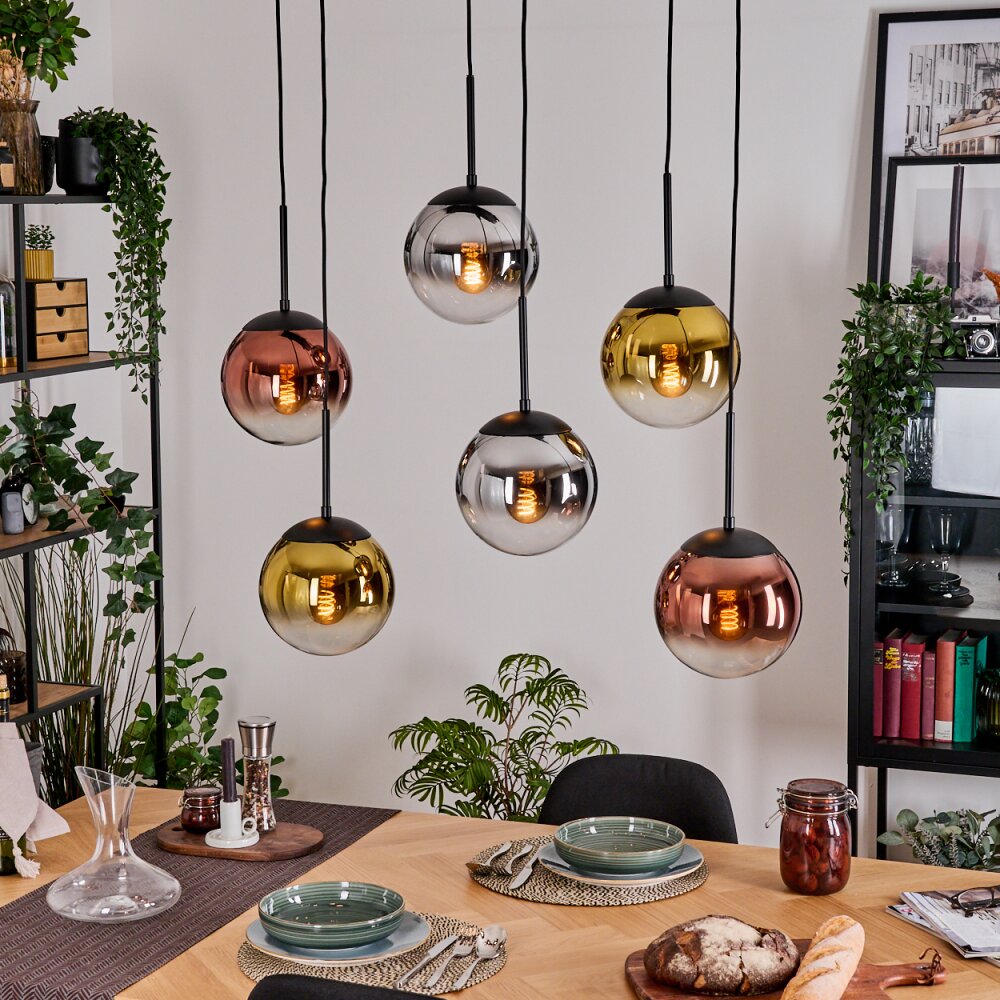Gastor Lampa wisząca, Kula świetlna, Lampa wisząca Chrom, Złoty, Przezroczysty, W kolorze miedzi, Przydymiony, 6-punktowe main product photo