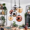 Gastor lampa wisząca, kula świetlna, lampa wisząca bursztynowy, chrom, miedziany, przydymiony, 6-punktowe