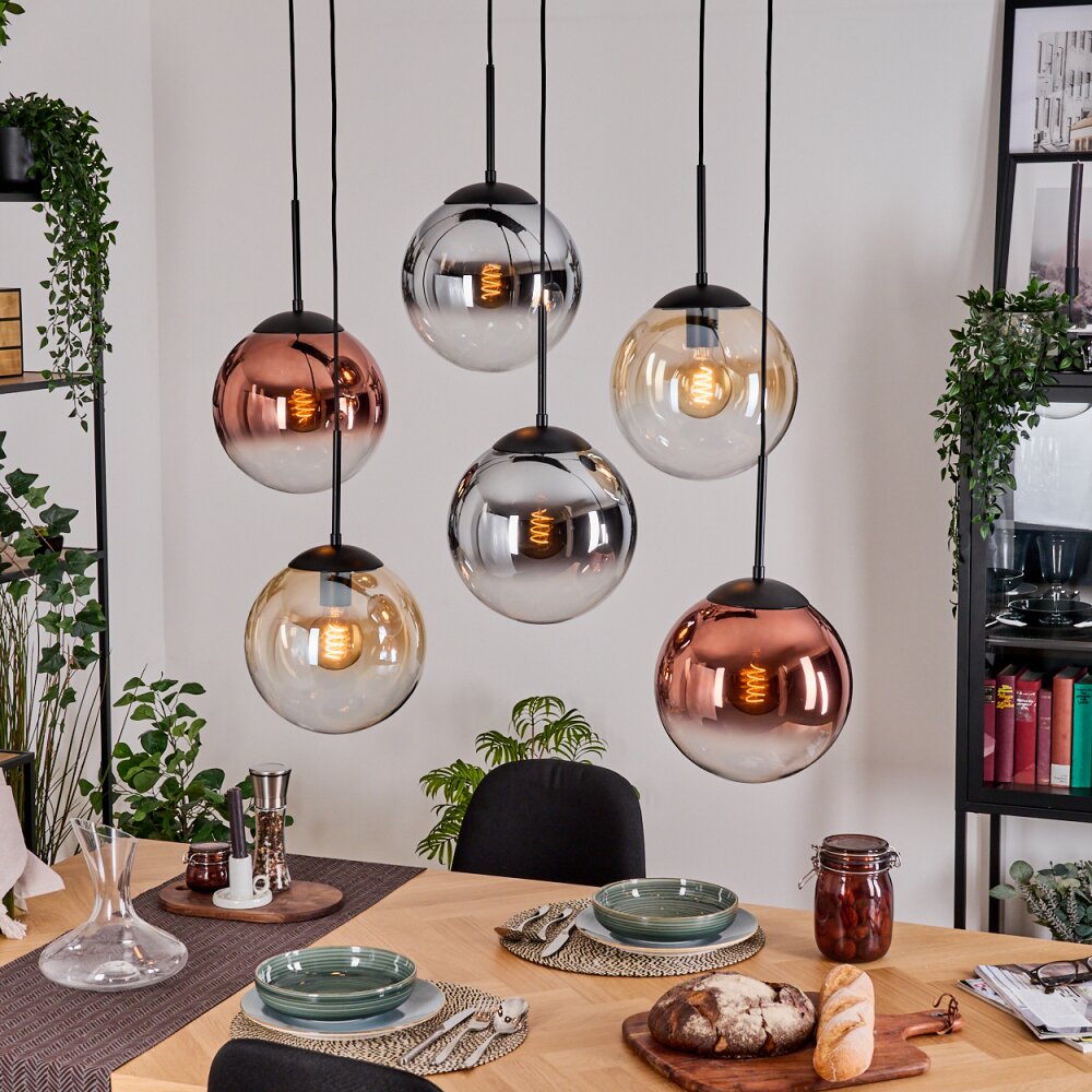 Gastor Lampa wisząca, Kula świetlna, Lampa wisząca W kolorze bursztynu, Chrom, Przezroczysty, W kolorze miedzi, Przydymiony, 6-punktowe main product photo