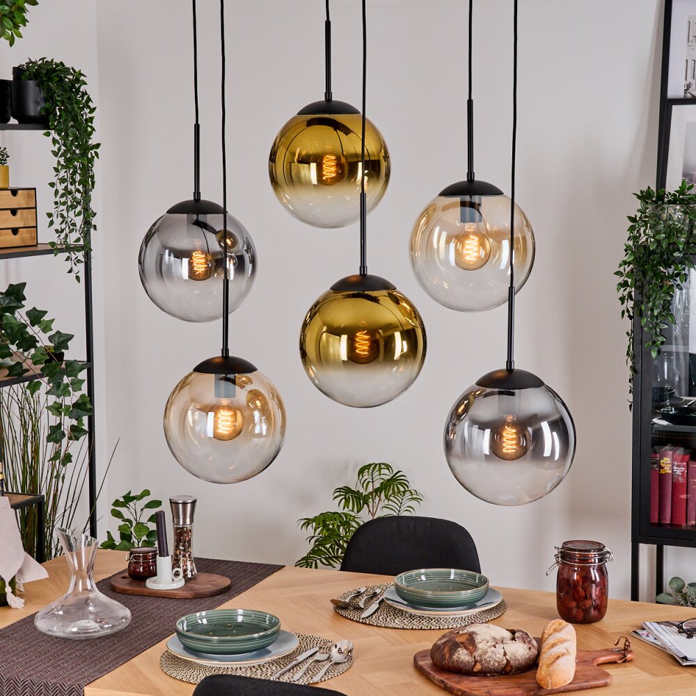 Gastor Lampa wisząca, Kula świetlna, Lampa wisząca W kolorze bursztynu, Złoty, Przezroczysty, Przydymiony, 6-punktowe main product photo