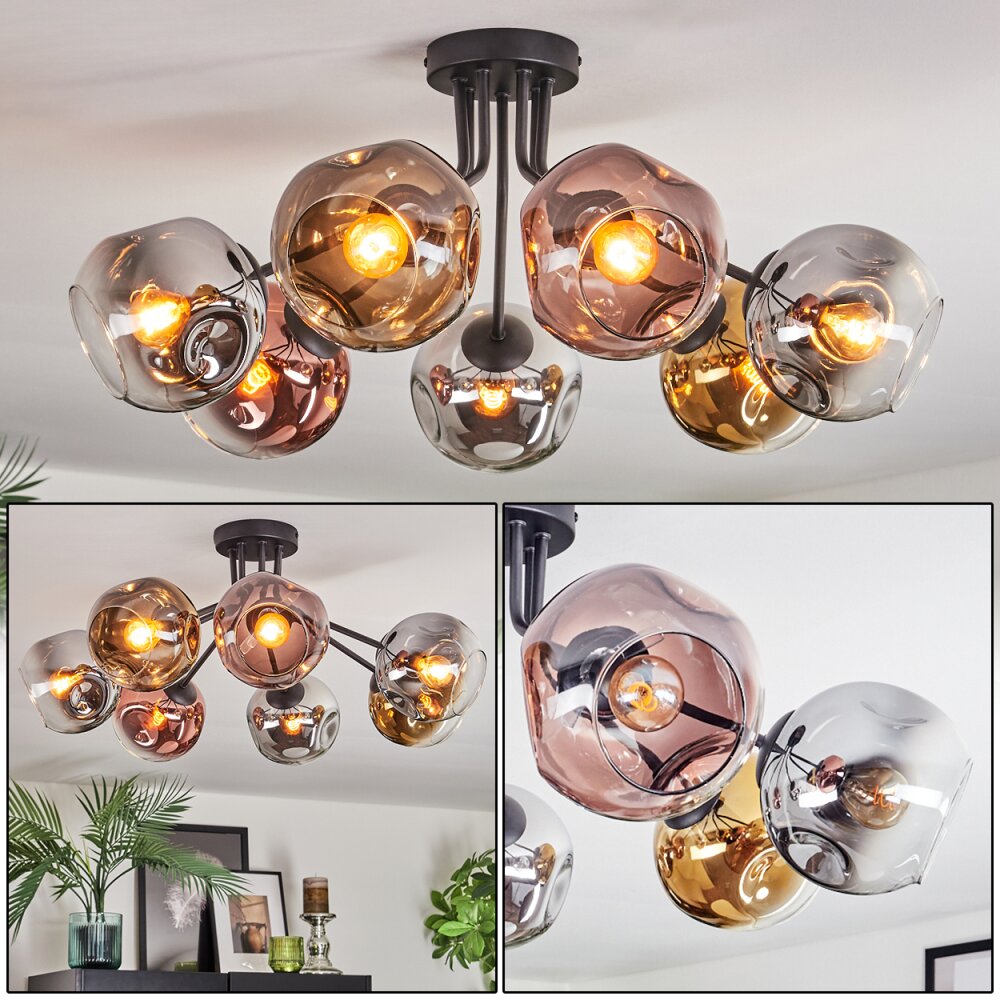 Ripoll Lampa sufitowa, Kula świetlna Chrom, Złoty, Przezroczysty, W kolorze miedzi, Przydymiony, 7-punktowe main product photo