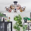 Ripoll lampa sufitowa, kula świetlna chrom, złoty, przezroczysty, miedziany, przydymiony, 7-punktowe