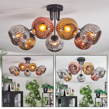 Ripoll Lampa sufitowa, Kula świetlna Chrom, Złoty, W kolorze miedzi, Przydymiony, 7-punktowe