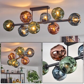 Ripoll Lampa sufitowa, Kula świetlna Niebeieski, Zielony, W kolorze miedzi, 8-punktowe