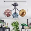 Koyoto lampa sufitowa, kula świetlna 42 cm niebeieski, złoty, miedziany, 3-punktowe