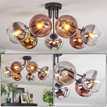 Koyoto lampa sufitowa, kula świetlna 82 cm chrom, złoty, przezroczysty, miedziany, przydymiony, 7-punktowe