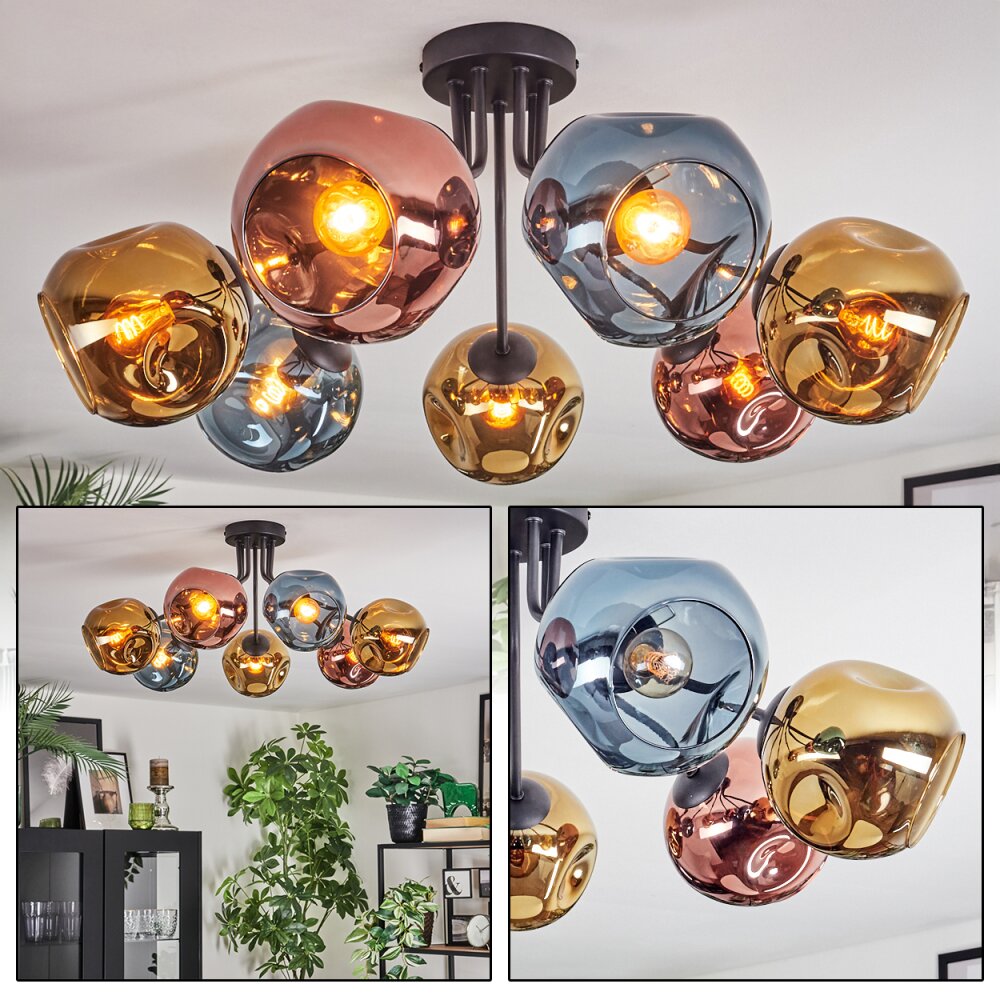 Ripoll Lampa sufitowa, Kula świetlna Niebeieski, Złoty, W kolorze miedzi, 7-punktowe main product photo
