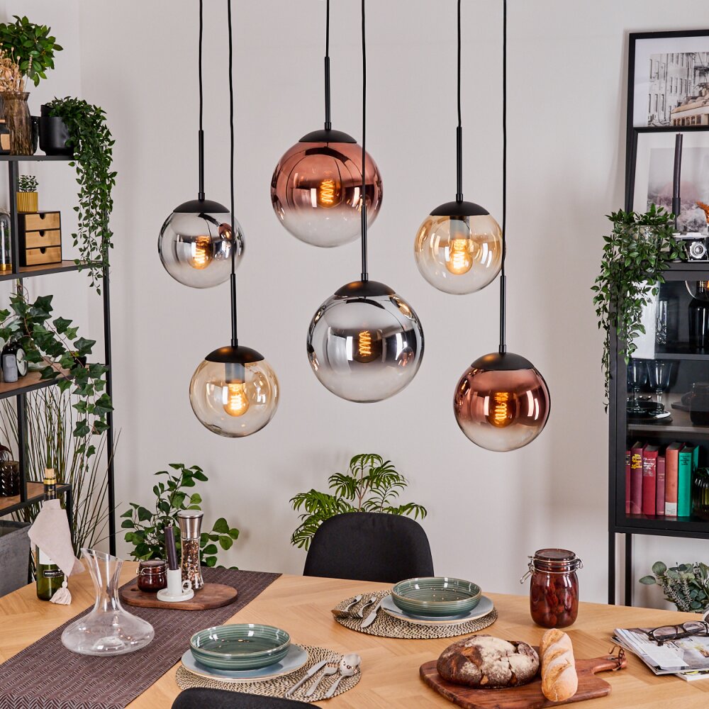 Gastor Lampa wisząca, Kula świetlna, Lampa wisząca W kolorze bursztynu, Chrom, Przezroczysty, W kolorze miedzi, Przydymiony, 6-punktowe main product photo