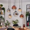 Gastor Lampa wisząca, Kula świetlna, Lampa wisząca W kolorze bursztynu, Chrom, Przezroczysty, W kolorze miedzi, Przydymiony, 6-punktowe