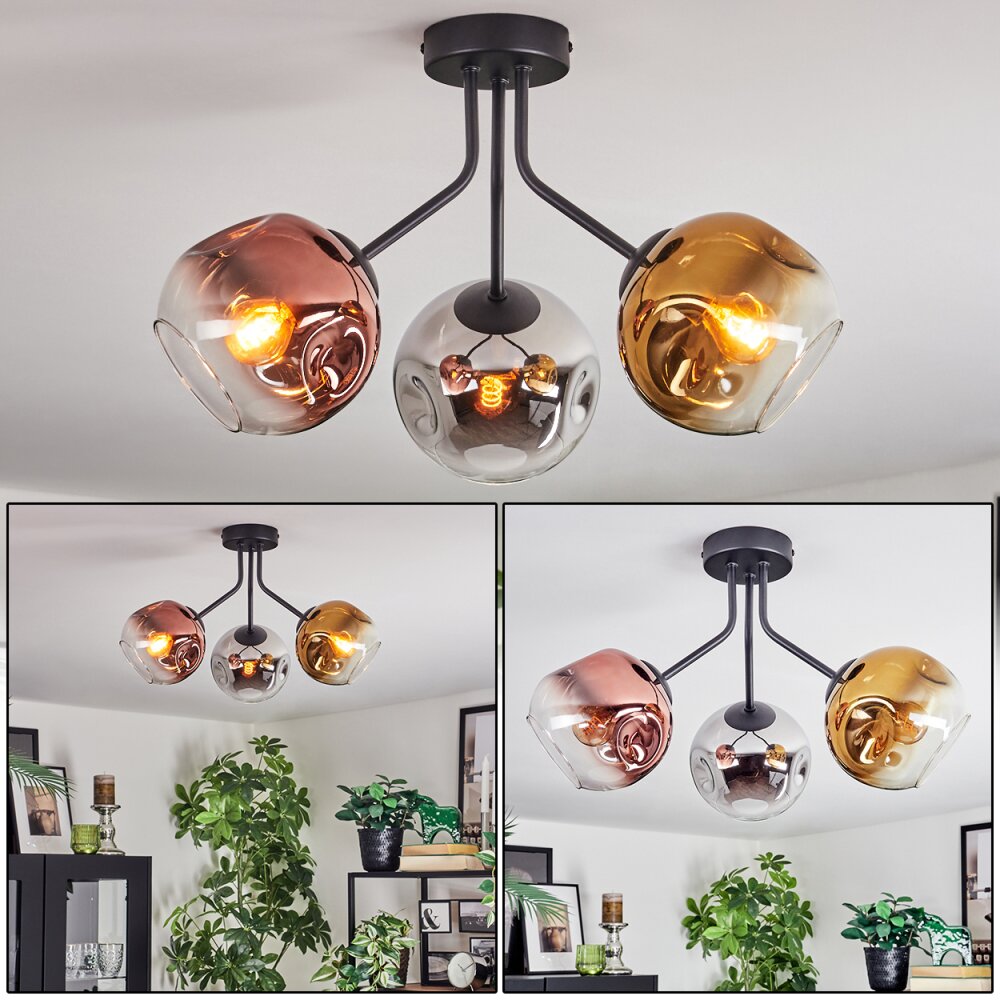 Ripoll Lampa sufitowa, Kula świetlna Chrom, Złoty, Przezroczysty, W kolorze miedzi, Przydymiony, 3-punktowe main product photo
