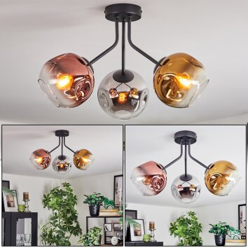 Ripoll lampa sufitowa, kula świetlna chrom, złoty, przezroczysty, miedziany, przydymiony, 3-punktowe