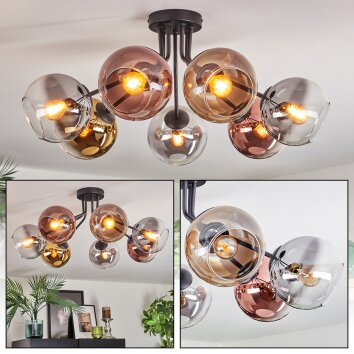 Koyoto lampa sufitowa, kula świetlna 82 cm złoty, przezroczysty, miedziany, przydymiony, 7-punktowe