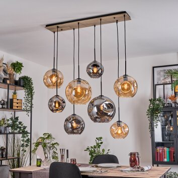 Ripoll lampa wisząca, kula świetlna, lampa wisząca kolory naturalne, czarny, 8-punktowe