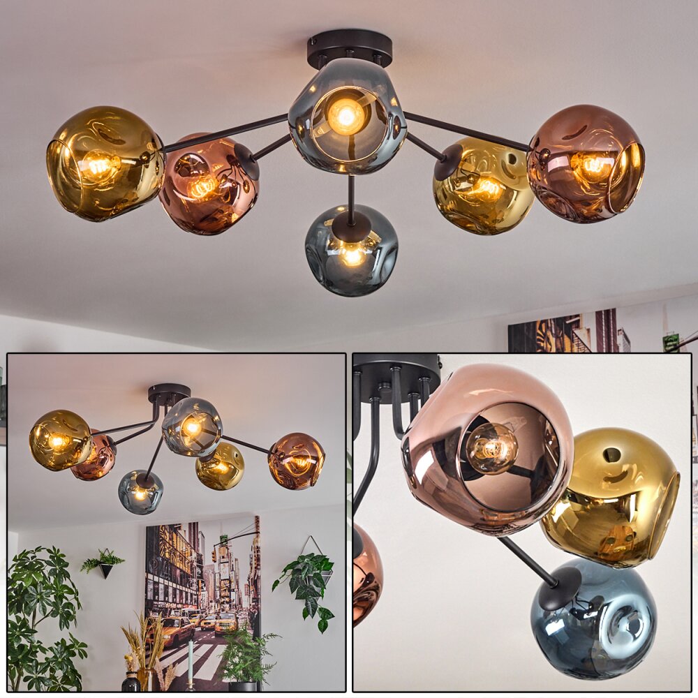 Ripoll Lampa sufitowa, Kula świetlna Niebeieski, Złoty, W kolorze miedzi, 6-punktowe main product photo