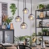 Koyoto lampa wisząca, kula świetlna, lampa wisząca kaskadowa 35 cm chrom, przezroczysty, przydymiony, 4-punktowe
