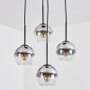 Koyoto Lampa wisząca, Kula świetlna, Lampa wiszącego klastra 35 cm Chrom, Przezroczysty, Przydymiony, 4-punktowe