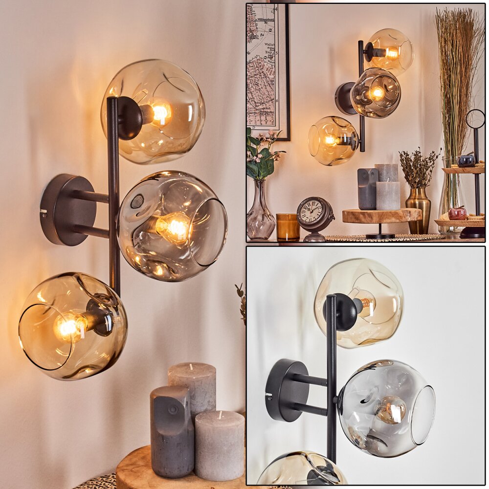 Ripoll Kula świetlna, Lampa ścienna W kolorze bursztynu, Przezroczysty, Przydymiony, 3-punktowe main product photo