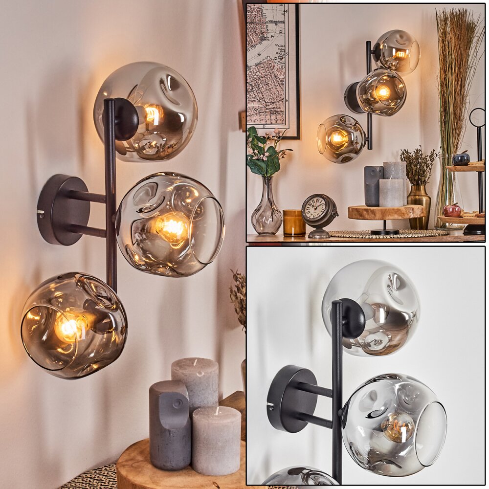 Ripoll Kula świetlna, Lampa ścienna Chrom, Przezroczysty, Przydymiony, 3-punktowe main product photo