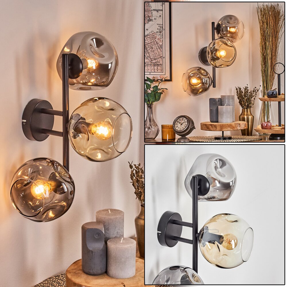 Ripoll Kula świetlna, Lampa ścienna W kolorze bursztynu, Przezroczysty, Przydymiony, 3-punktowe main product photo