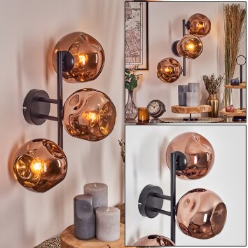 Ripoll Kula świetlna, Lampa ścienna W kolorze miedzi, 3-punktowe Ripoll Kula świetlna, Lampa ścienna W kolorze miedzi, 3-punktowe