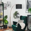 Bassagoda lampa stojąca, lampa podłogowa łukowa miedziany, czarny, 1-punktowy, abażur z materiału