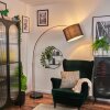 Bassagoda lampa stojąca, lampa podłogowa łukowa miedziany, czarny, 1-punktowy, abażur z materiału