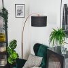 Bassagoda lampa stojąca, lampa podłogowa łukowa miedziany, czarny, 1-punktowy, abażur z materiału