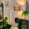 Bassagoda lampa stojąca, lampa podłogowa łukowa nikiel matowy, czarny, 1-punktowy, abażur materiałowy