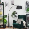 Bassagoda lampa stojąca, lampa podłogowa łukowa czarny, 1-punktowy, abażur materiałowy