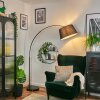 Bassagoda lampa stojąca, lampa podłogowa łukowa czarny, 1-punktowy, abażur materiałowy