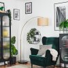 Soungou lampa stojąca, lampa podłogowa łukowa mosiądz, czarny, 1-punktowy, abażur z materiału