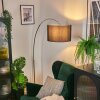 Soungou lampa stojąca, lampa podłogowa łukowa chrom, czarny, 1-punktowy, abażur materiałowy