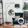 Soungou lampa stojąca, lampa podłogowa łukowa chrom, czarny, 1-punktowy, abażur materiałowy
