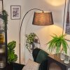 Bassagoda lampa stojąca, lampa podłogowa łukowa czarny, 1-punktowy, abażur z materiału