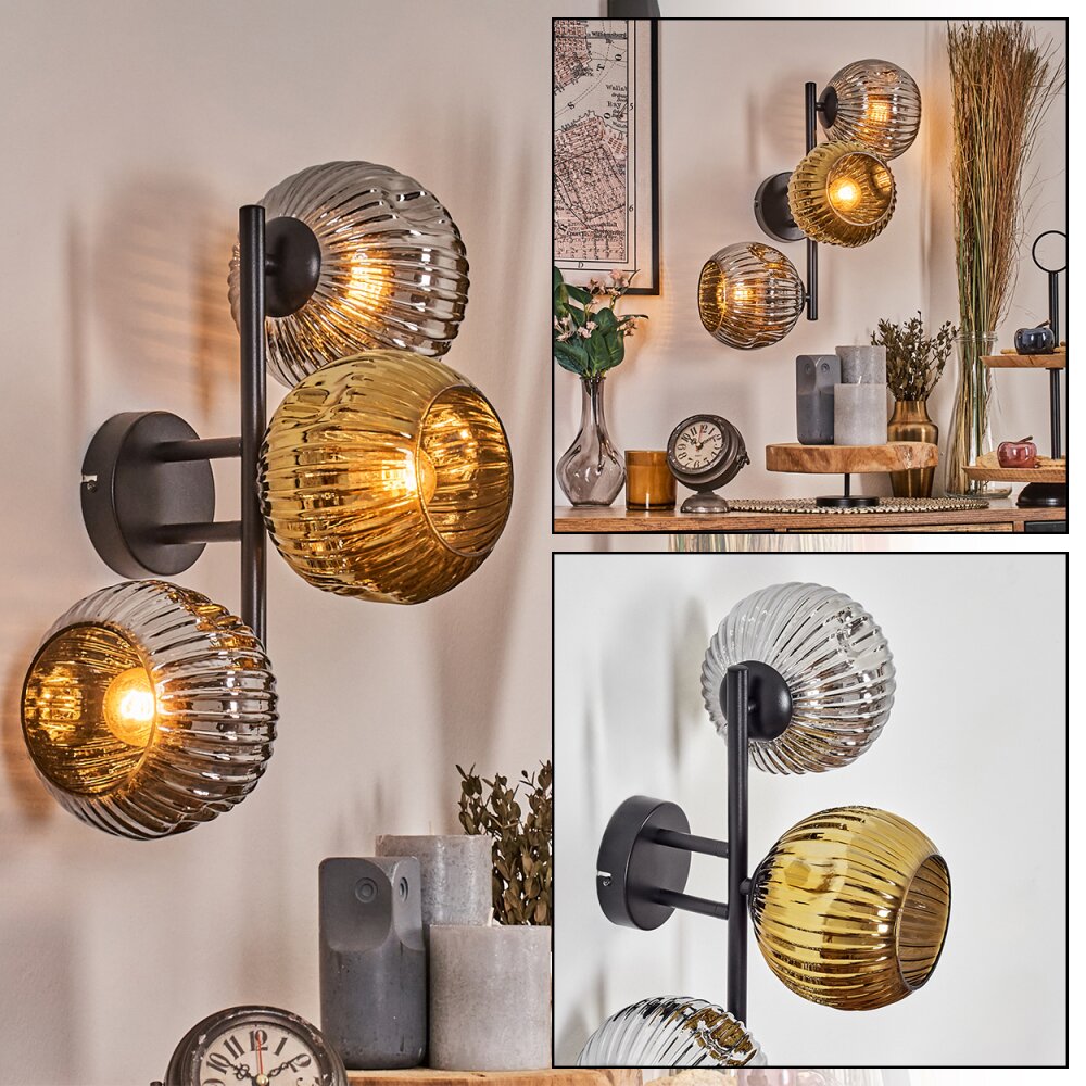 Ripoll Kula świetlna, Lampa ścienna Chrom, Złoty, Przydymiony, 3-punktowe main product photo
