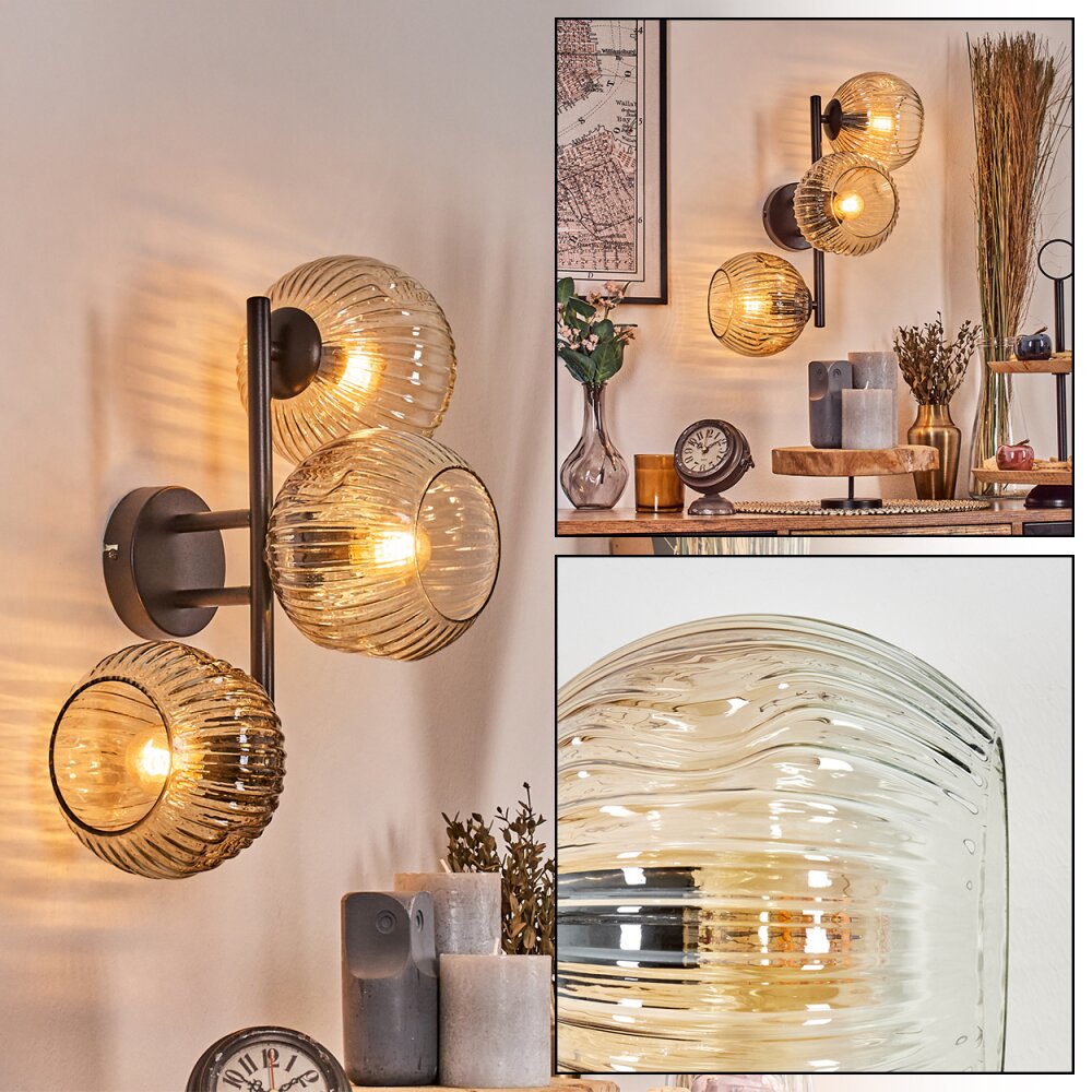 Ripoll Kula świetlna, Lampa ścienna W kolorze bursztynu, Przezroczysty, 3-punktowe main product photo