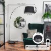 Bassagoda lampa stojąca, lampa podłogowa łukowa chrom, czarny, 1-punktowy, abażur z materiału