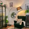 Bassagoda lampa stojąca, lampa podłogowa łukowa chrom, czarny, 1-punktowy, abażur z materiału