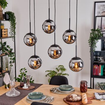 Gastor Lampa wisząca, Kula świetlna, Lampa wisząca Chrom, Przydymiony, 6-punktowe