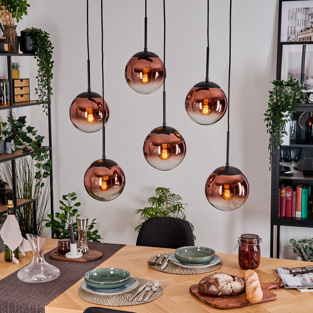 Gastor Lampa wisząca, Kula świetlna, Lampa wisząca Przezroczysty, W kolorze miedzi, 6-punktowe main product photo
