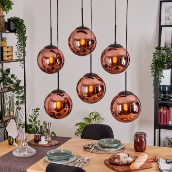 Gastor lampa wisząca, kula świetlna, lampa wisząca miedziany, 6-punktowe