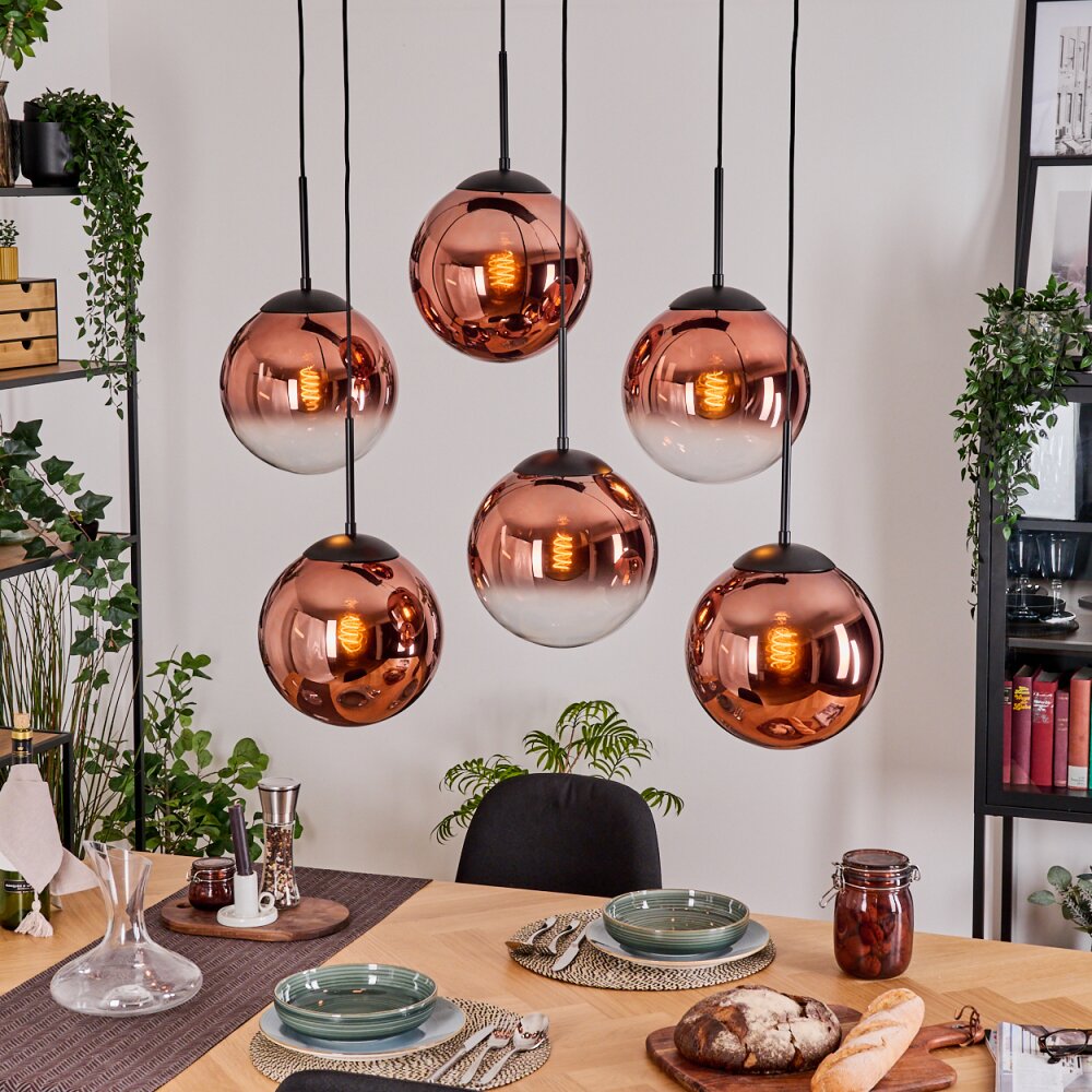 Gastor Lampa wisząca, Kula świetlna, Lampa wisząca Przezroczysty, W kolorze miedzi, 6-punktowe main product photo